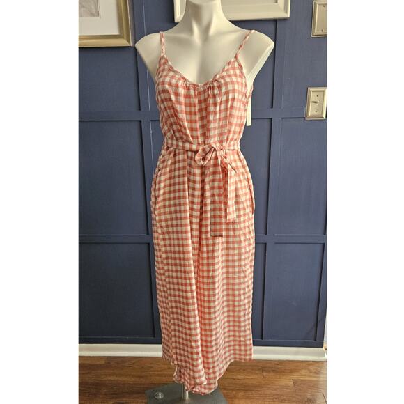 Plaid  Wide Leg Cropped Jumpsuit sz Small New - Picture 1 of 5
